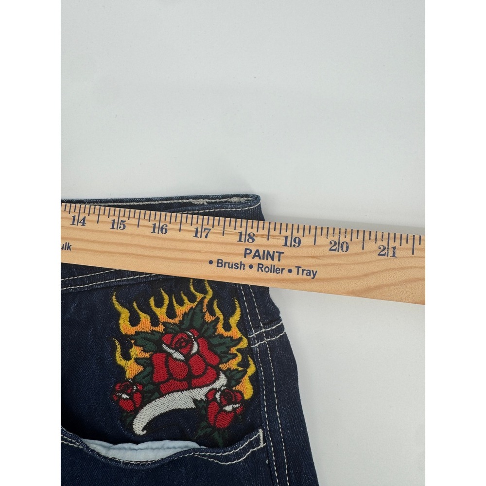 Ninth Hall Embroidered Y2K Jeans mens 36x31 Dragon Tiger Roses Wide Streetwear - Picture 9 of 16